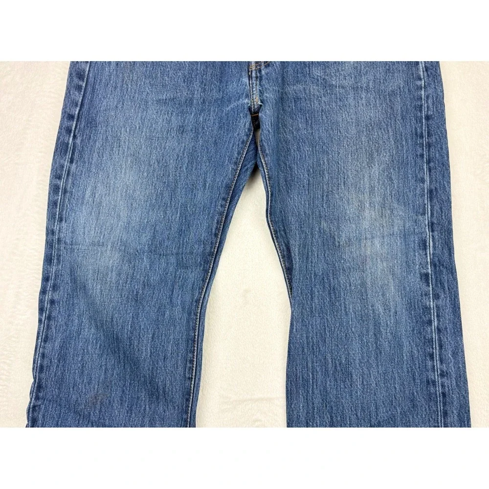 Levis 501 Mens Jeans 36x30 Clean Distressed Festival faded Indigo Blue Denim
